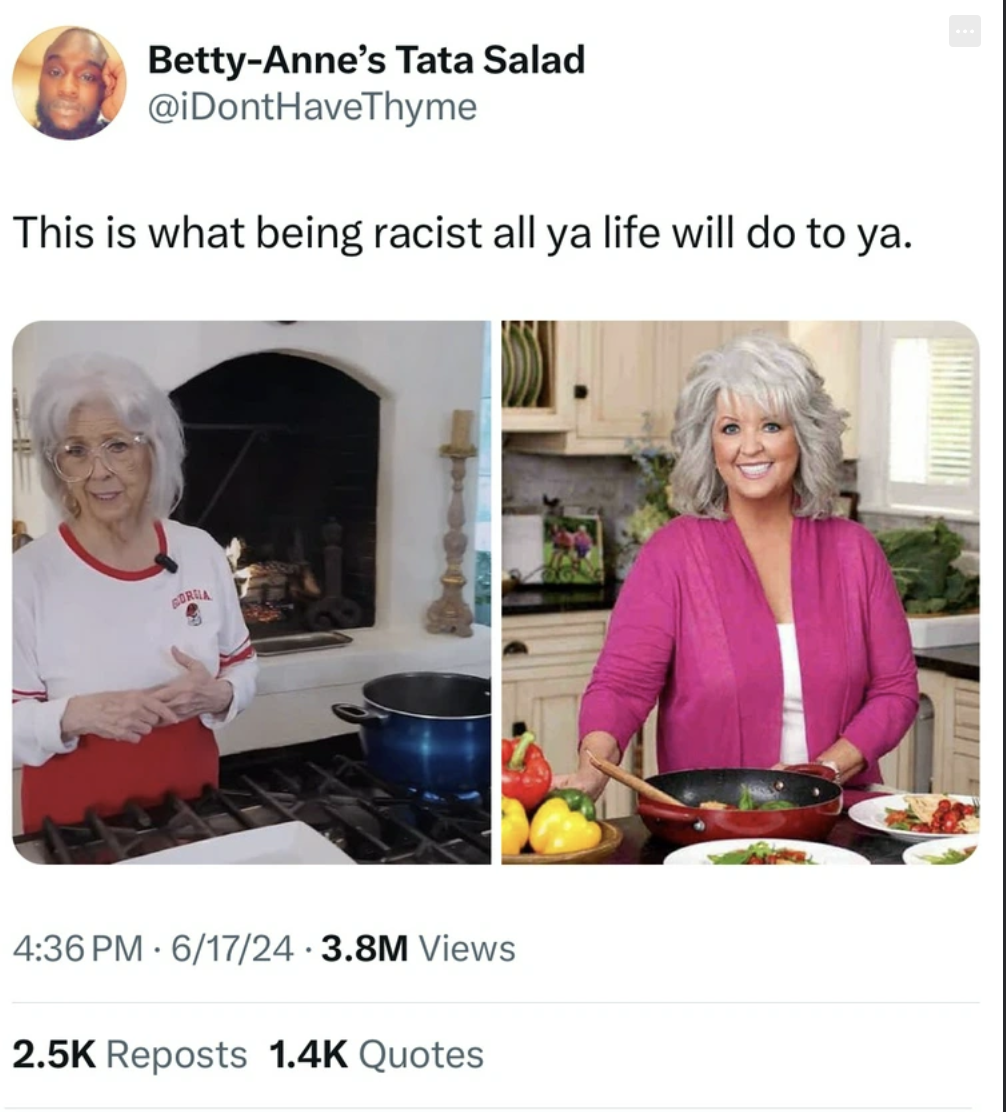 food network paula deen - BettyAnne's Tata Salad This is what being racist all ya life will do to ya. 61724 3.8M Views Reposts Quotes